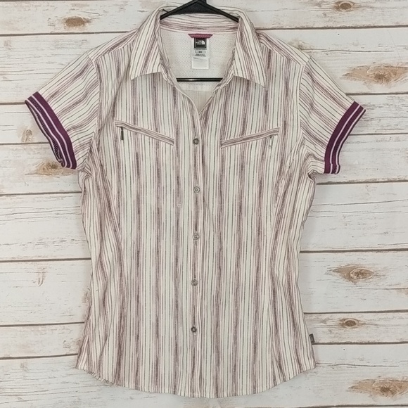 The North Face Tops - The North Face Purple White Button Polo Top Medium